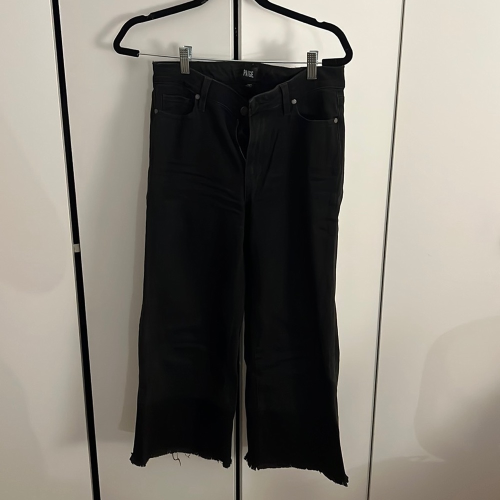 Paige Dip Dye Cropped Wide Leg Jeans 28